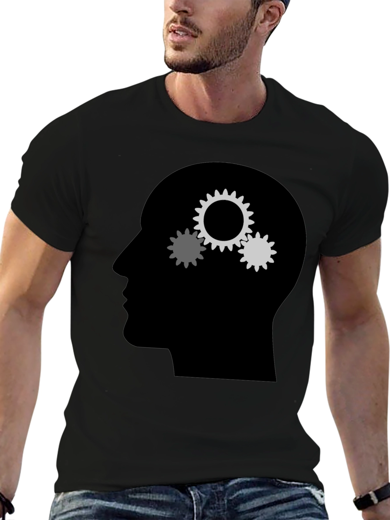 Black Gears Mind T-Shirt - Thinking Design view 6