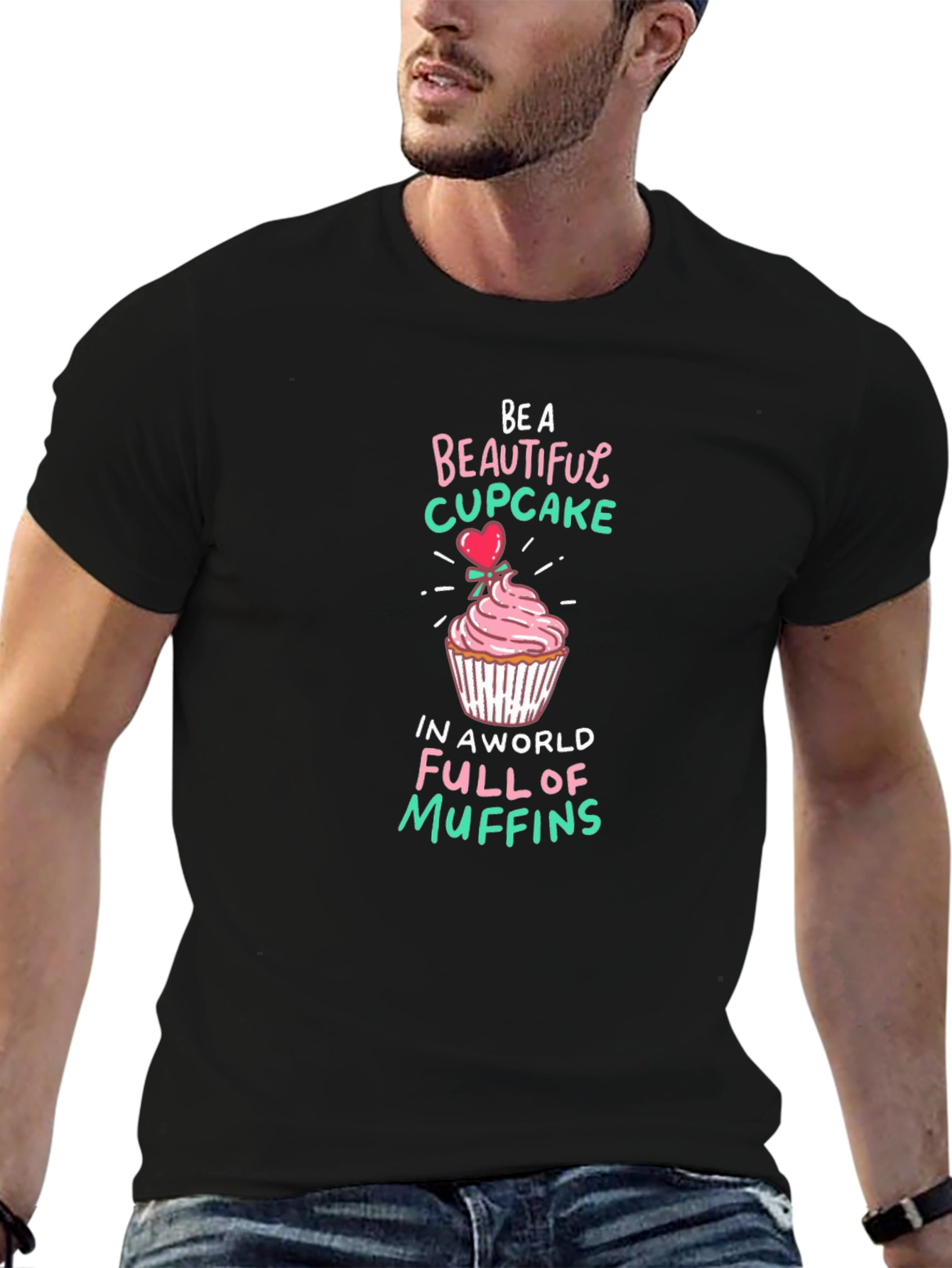 Black Be a Beautiful Cupcake Graphic T-Shirt view 6