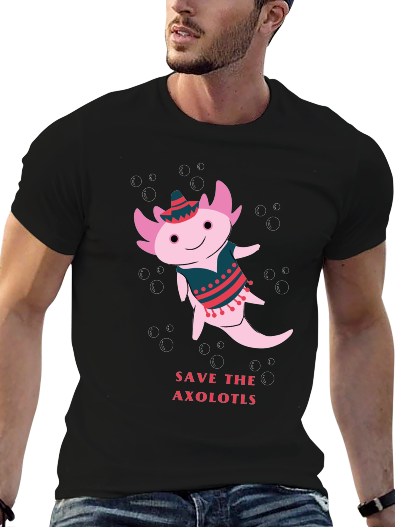 Black Save the Axolotls T-Shirt view 6