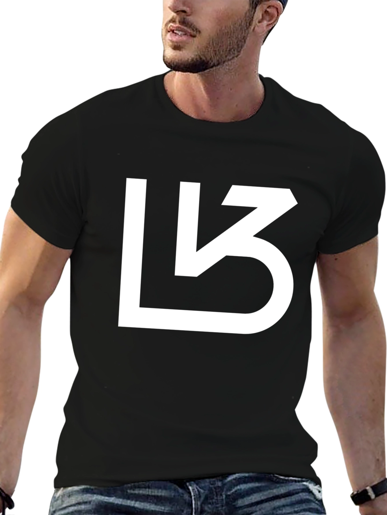 Black Abstract Logo Black T-Shirt, Casual Wear view 6