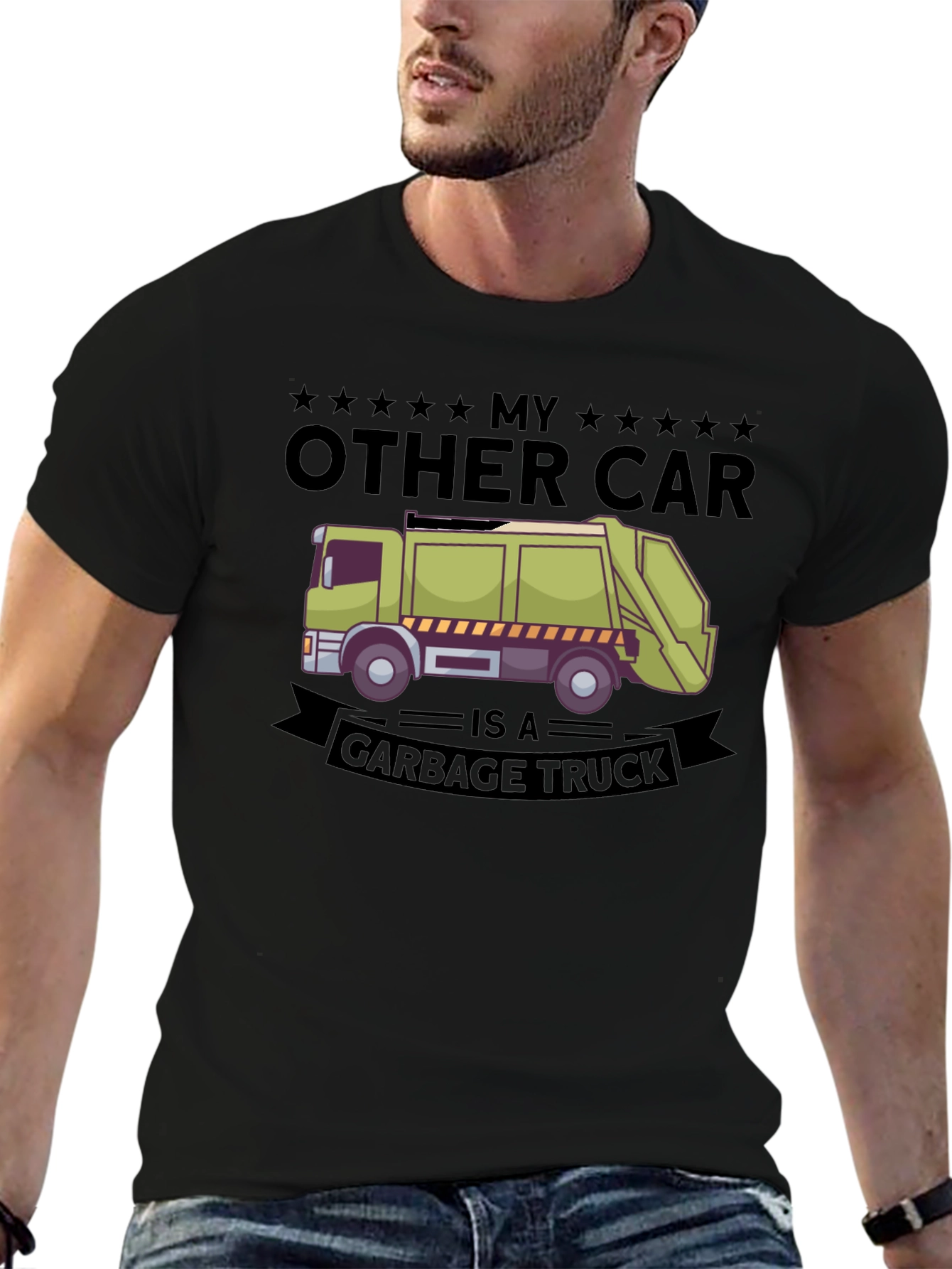 Black My Other Car Is A Garbage Truck T-Shirt view 6