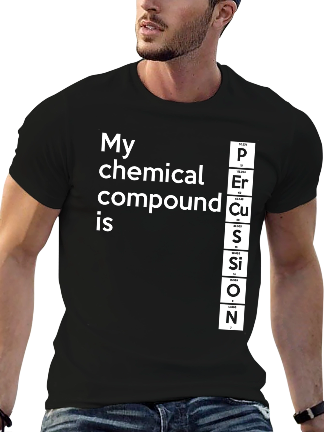 Black Periodic Table Elements Funny T-Shirt view 6