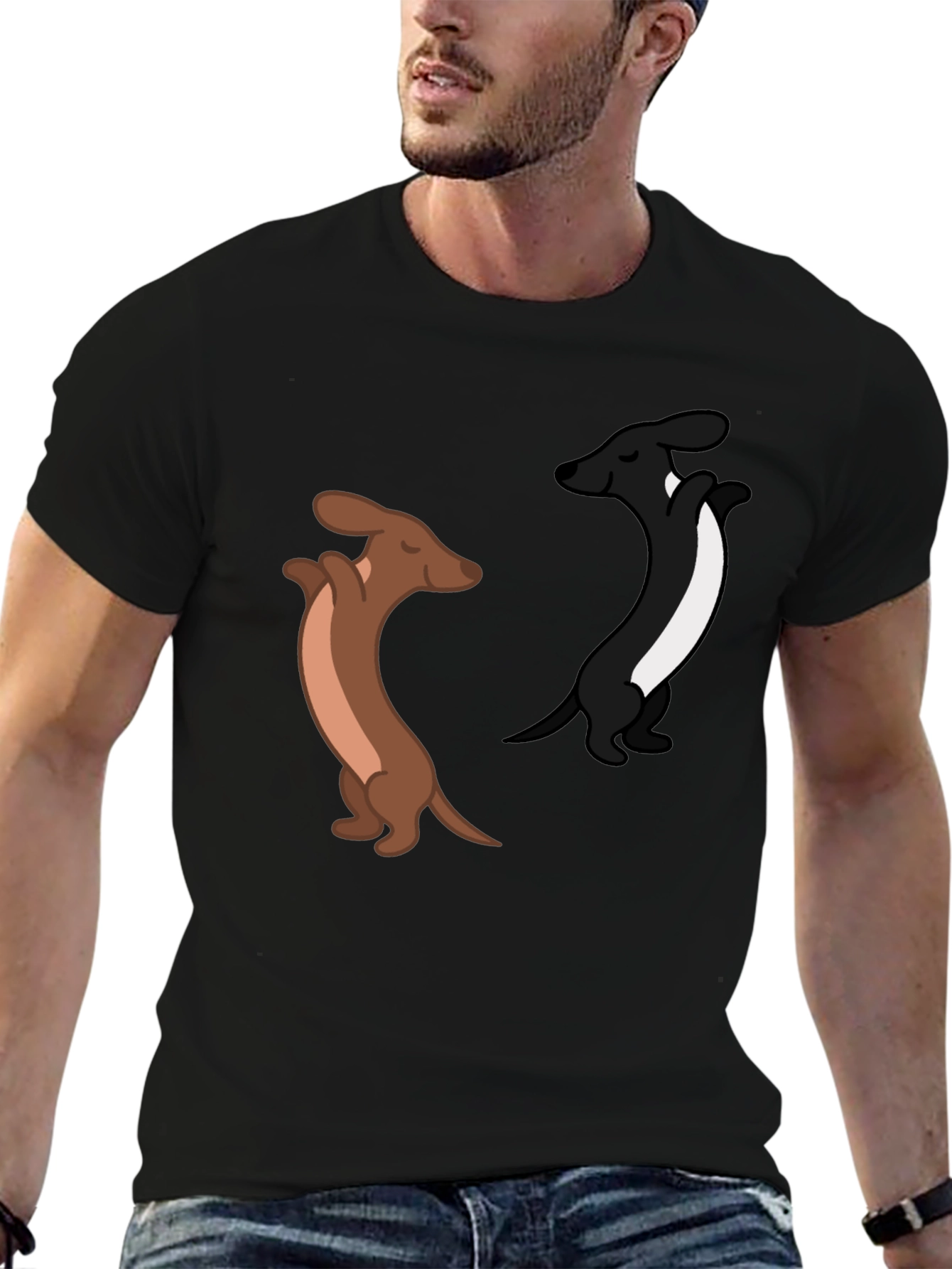 Black Dancing Dachshund Graphic Tee - Black Cotton Blend view 6