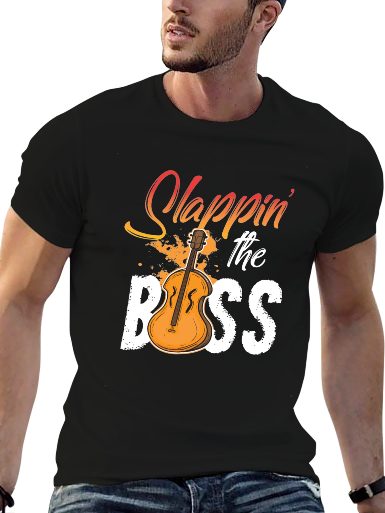 Black Slappin' the Bass T-Shirt - Musician Novelty Tee view 6