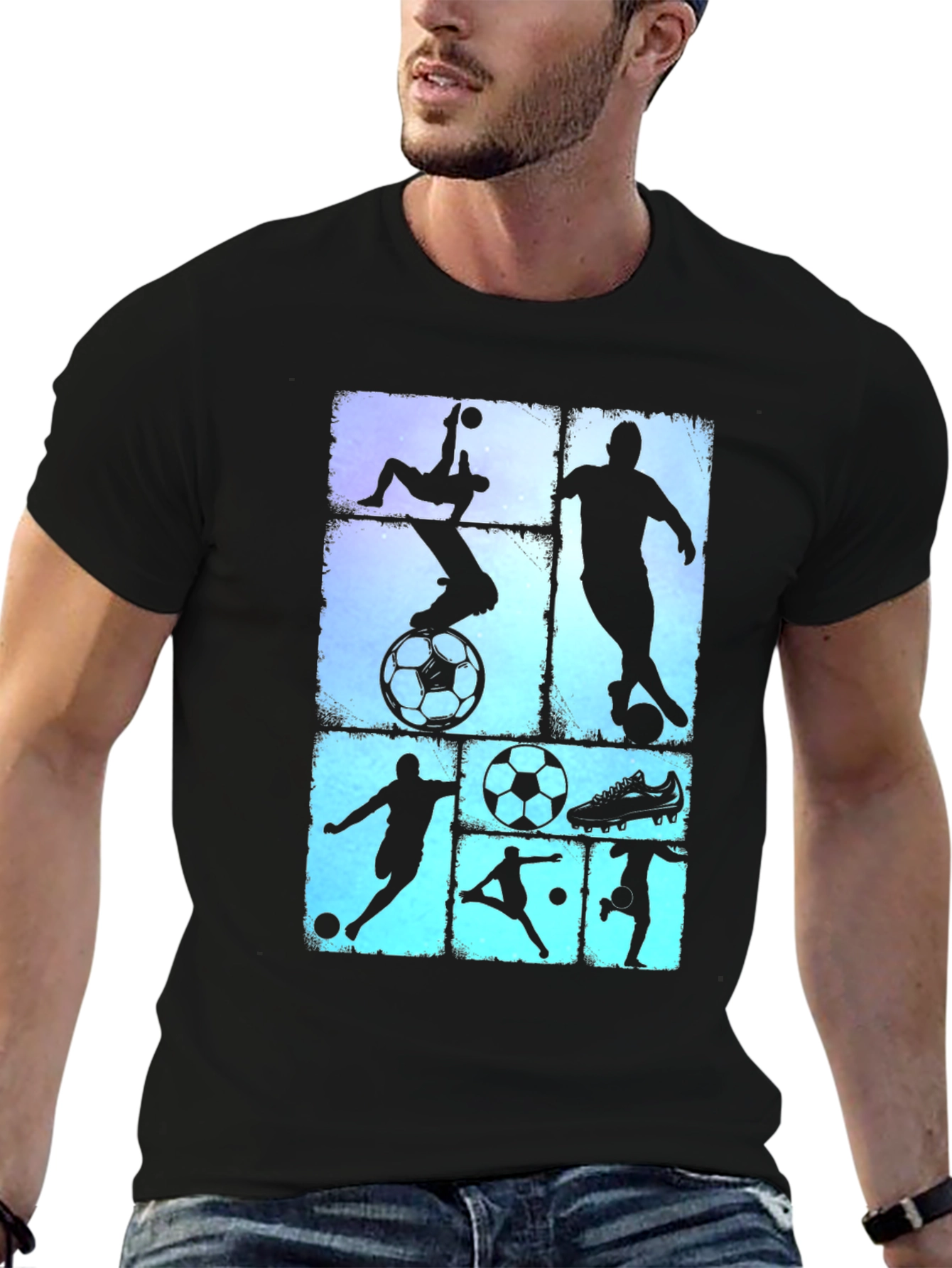 Black Soccer Silhouette Graphic Tee - Black T-Shirt view 6