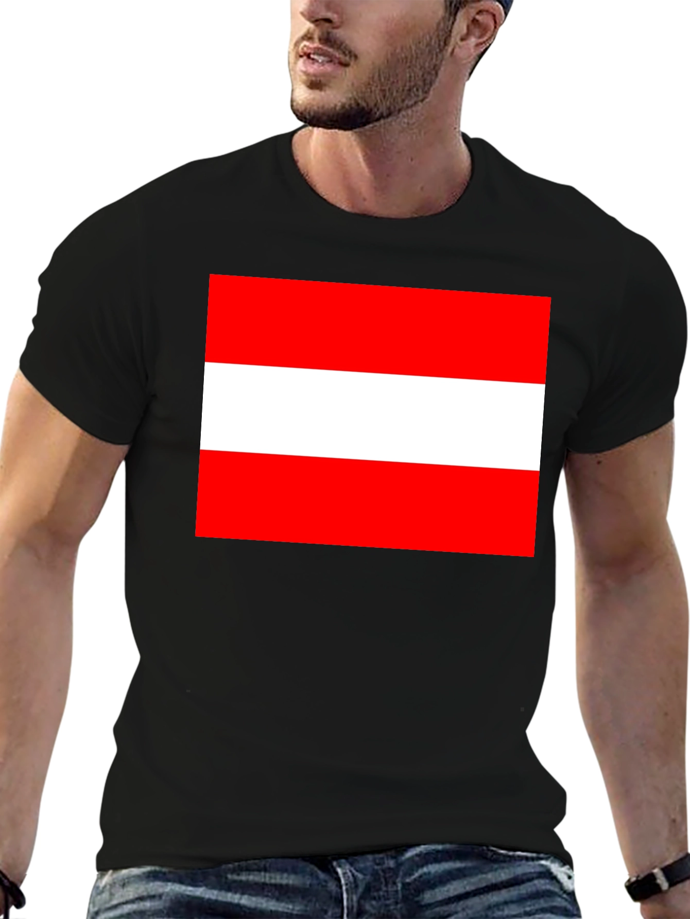 Austria Flag T-Shirt - Black Cotton Tee - 6