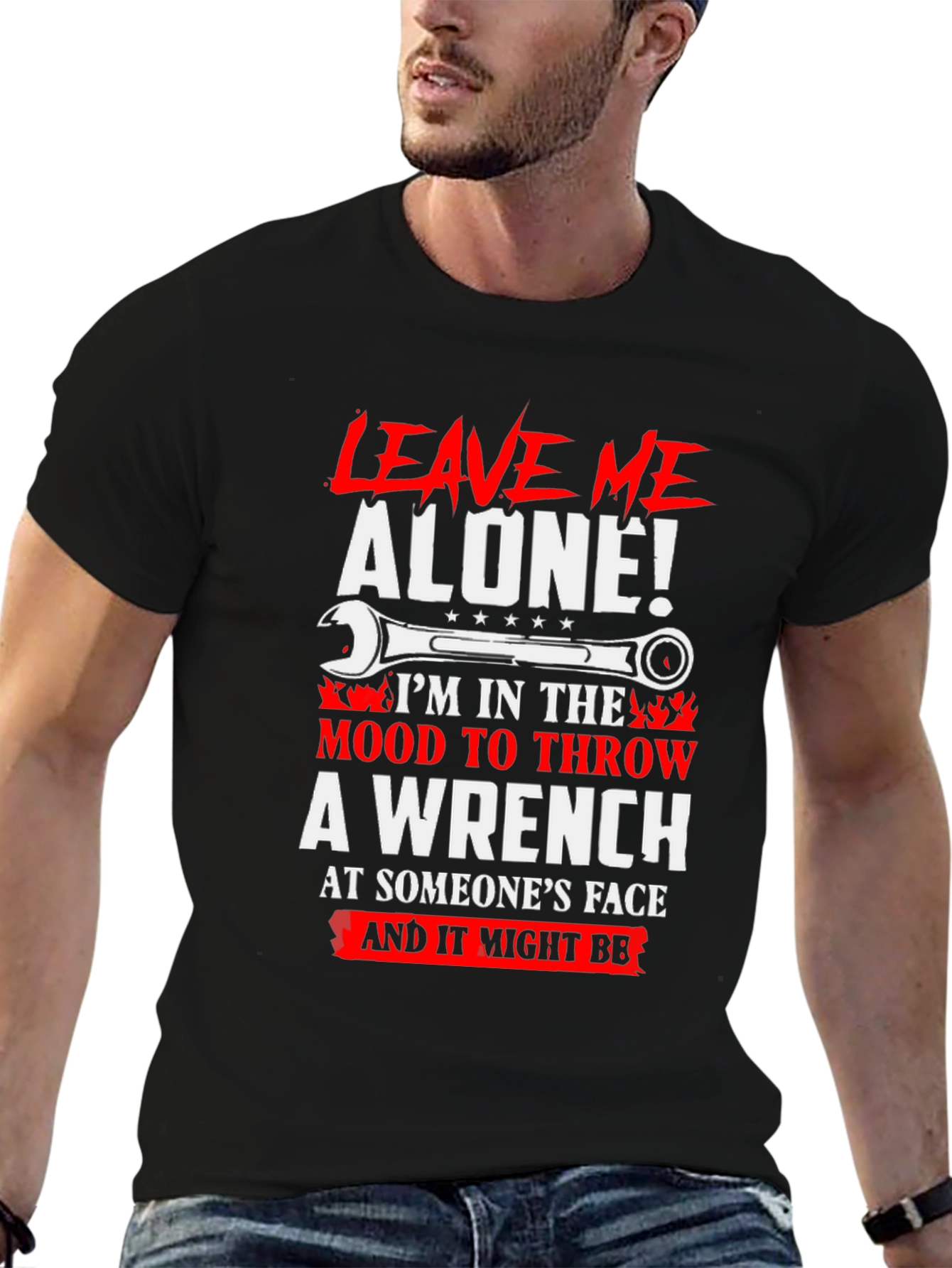 Black Leave Me Alone Wrench T-Shirt view 6