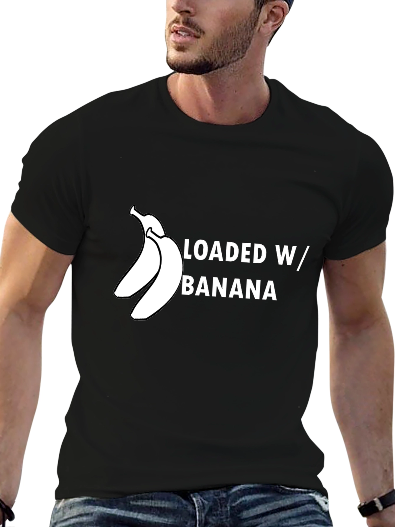 Black Loaded W/ Banana Graphic Tee - Unisex Black T-Shirt view 6