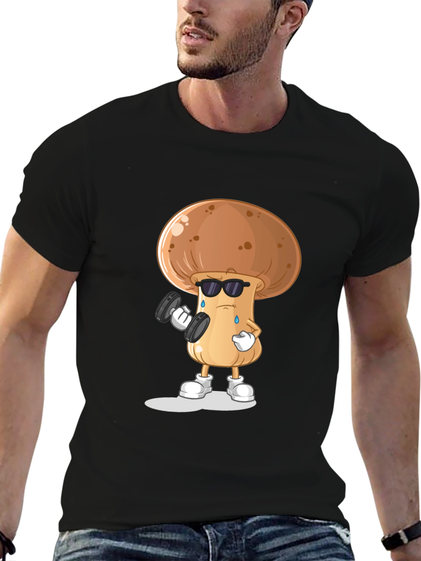 Black Mushroom Gym Black T-shirt view 6