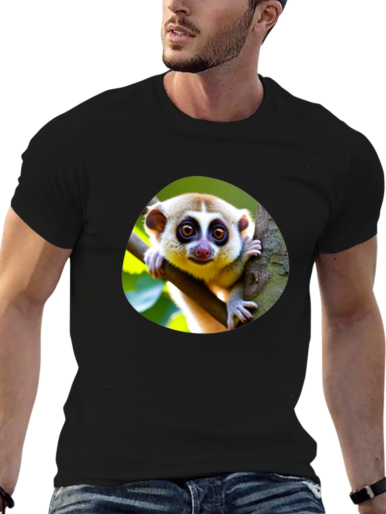 Black Cute Loris T-Shirt - Unique Animal Design view 6