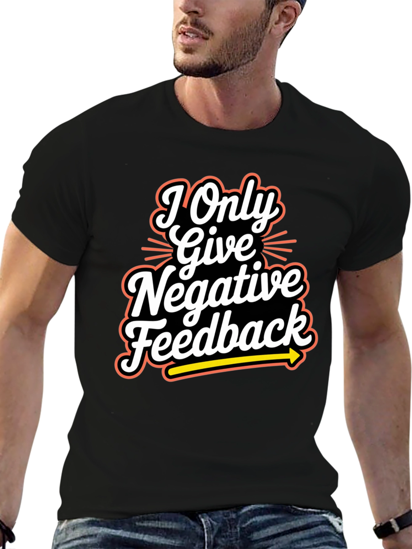 Black Negative Feedback Humor T-Shirt view 6