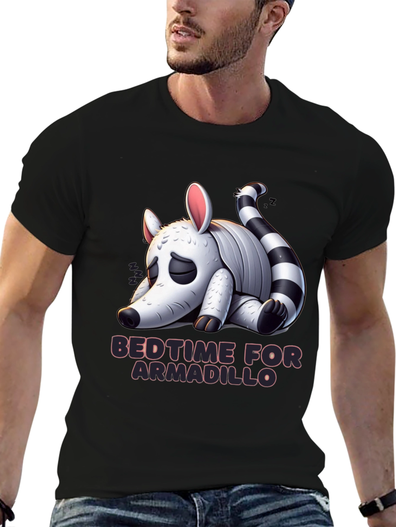 Black Bedtime for Armadillo Graphic Tee - Black view 6