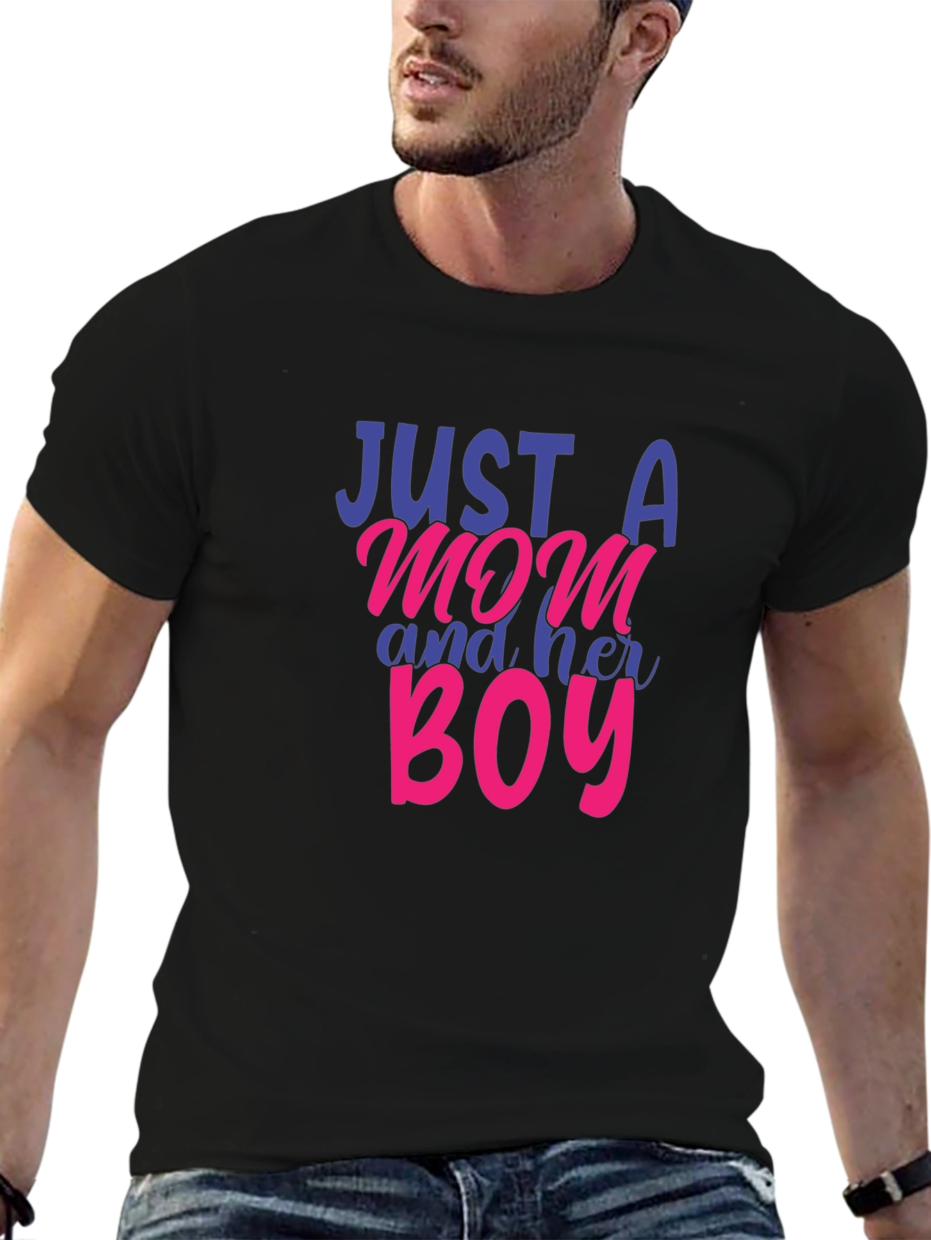 Black Just a Mom and Her Boy T-Shirt view 6