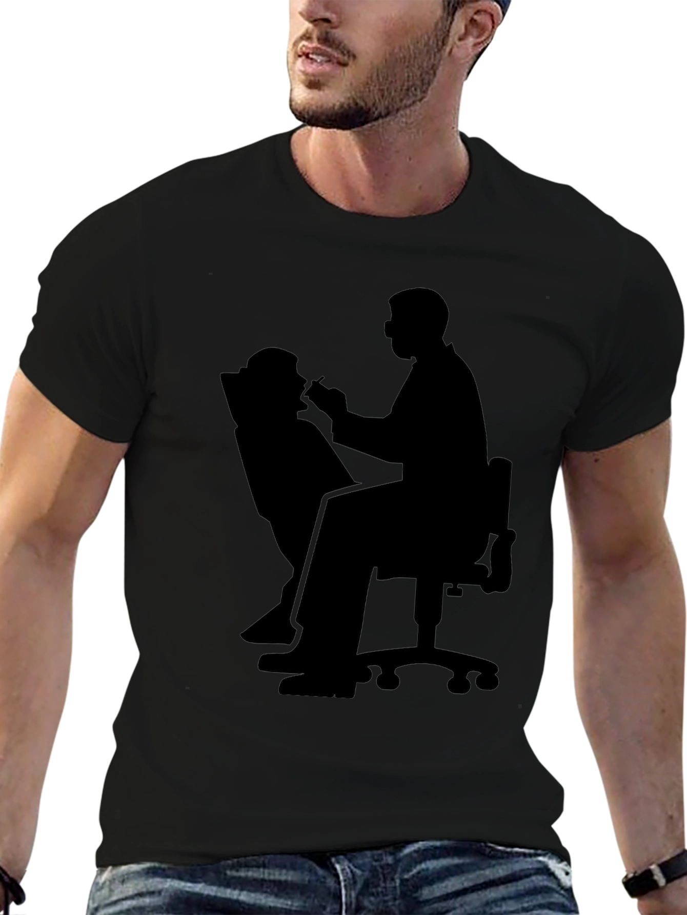 Black Dentist Silhouette Graphic T-Shirt view 6