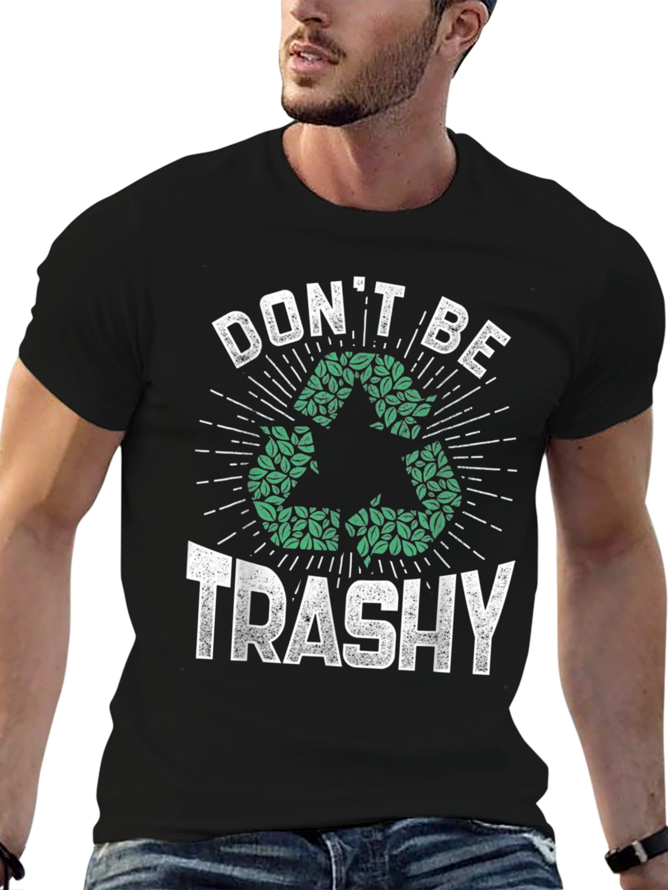 Black Eco-Friendly 'Don't Be Trashy' Graphic Tee view 6