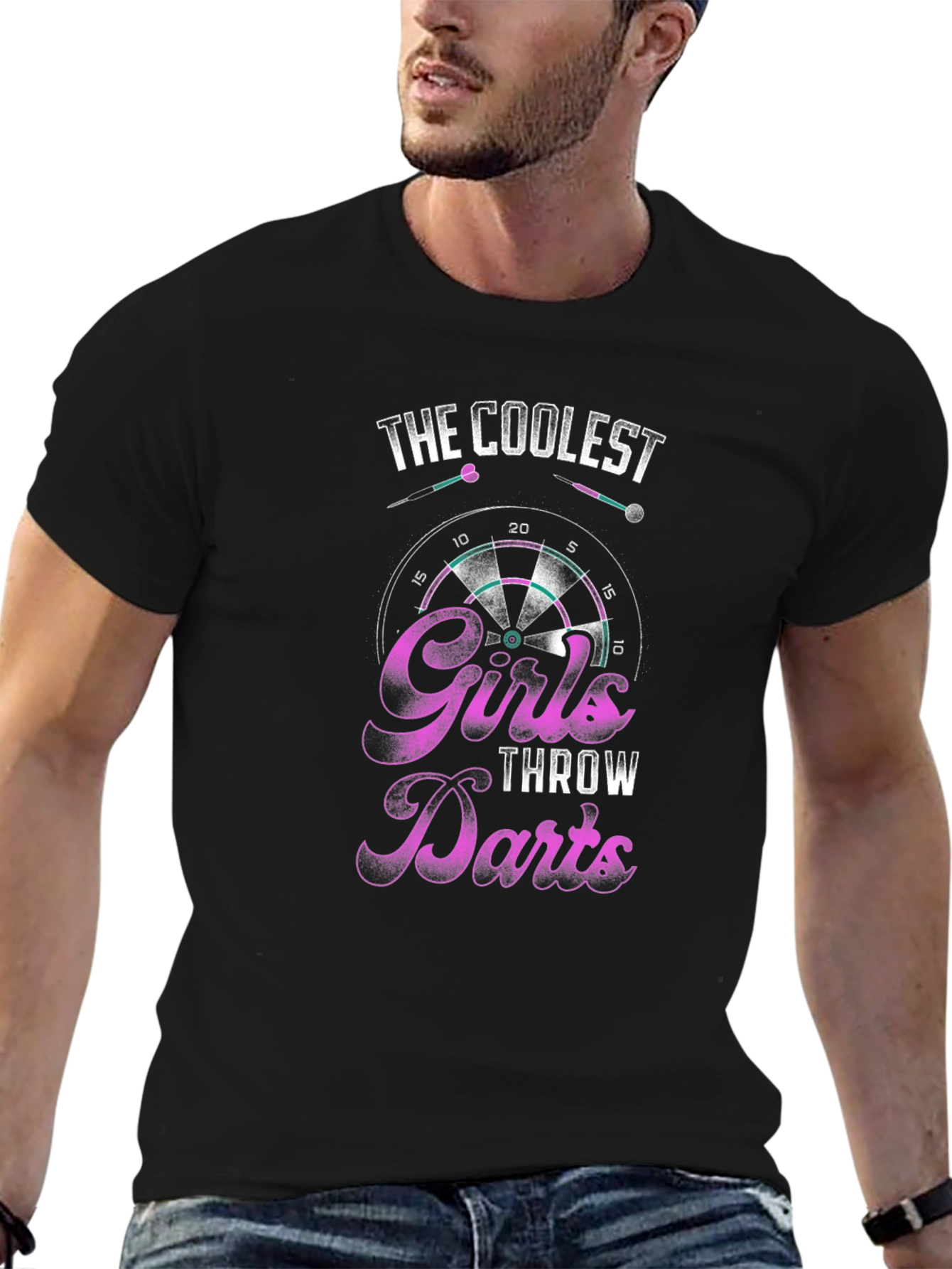 Black Coolest Girls Throw Darts Black Graphic Tee view 6