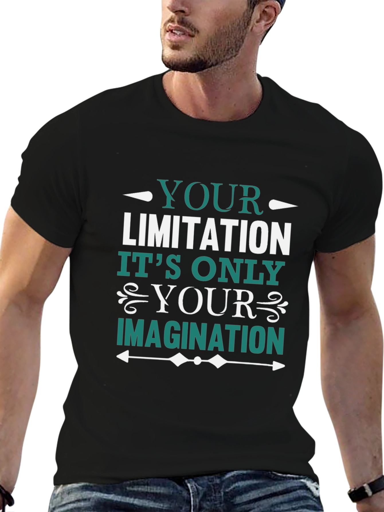 Black Motivational Graphic Tee - Imagination Quote view 6