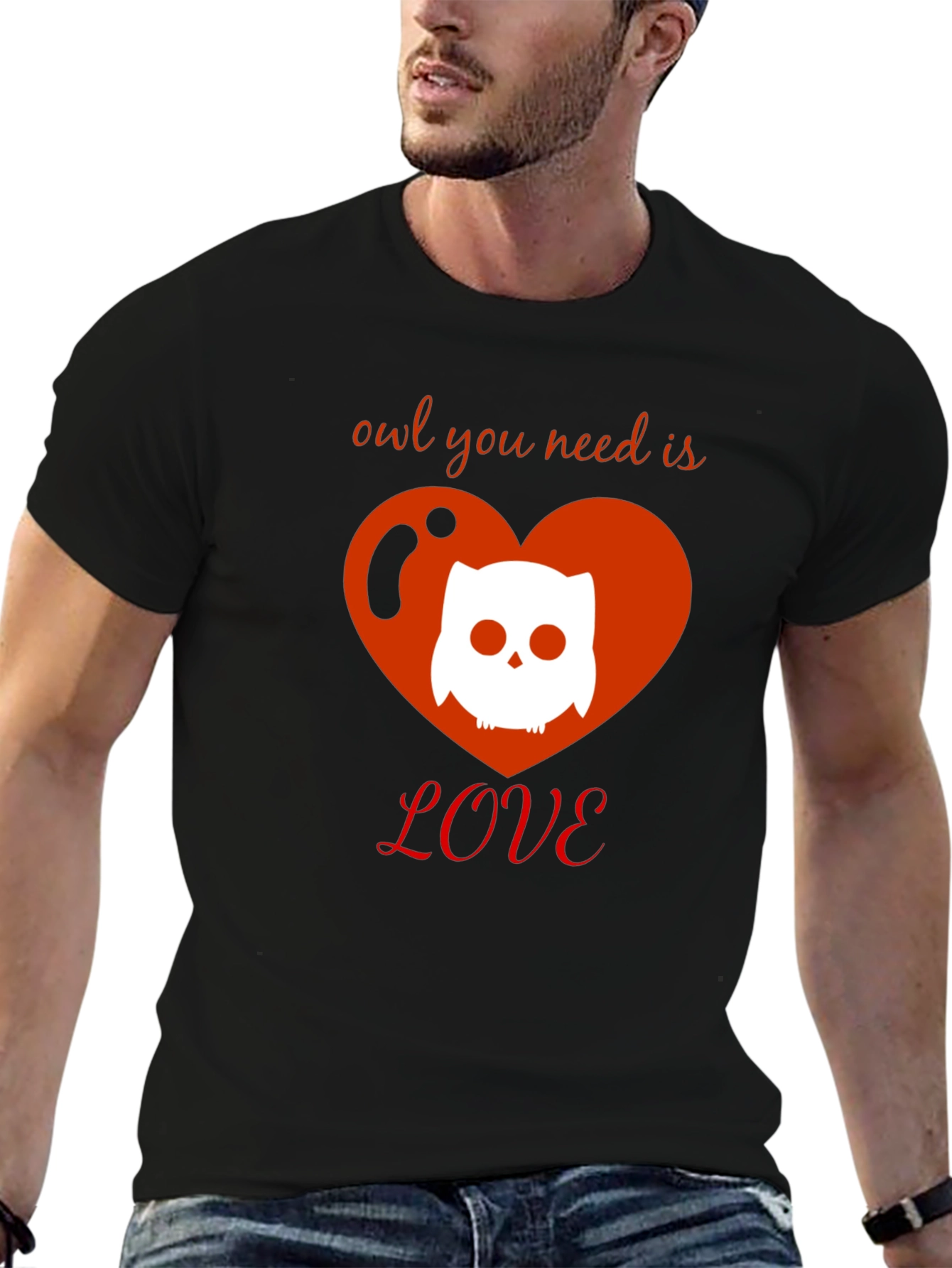 Black Owl You Need Is Love T-Shirt - Cute Graphic Tee view 6