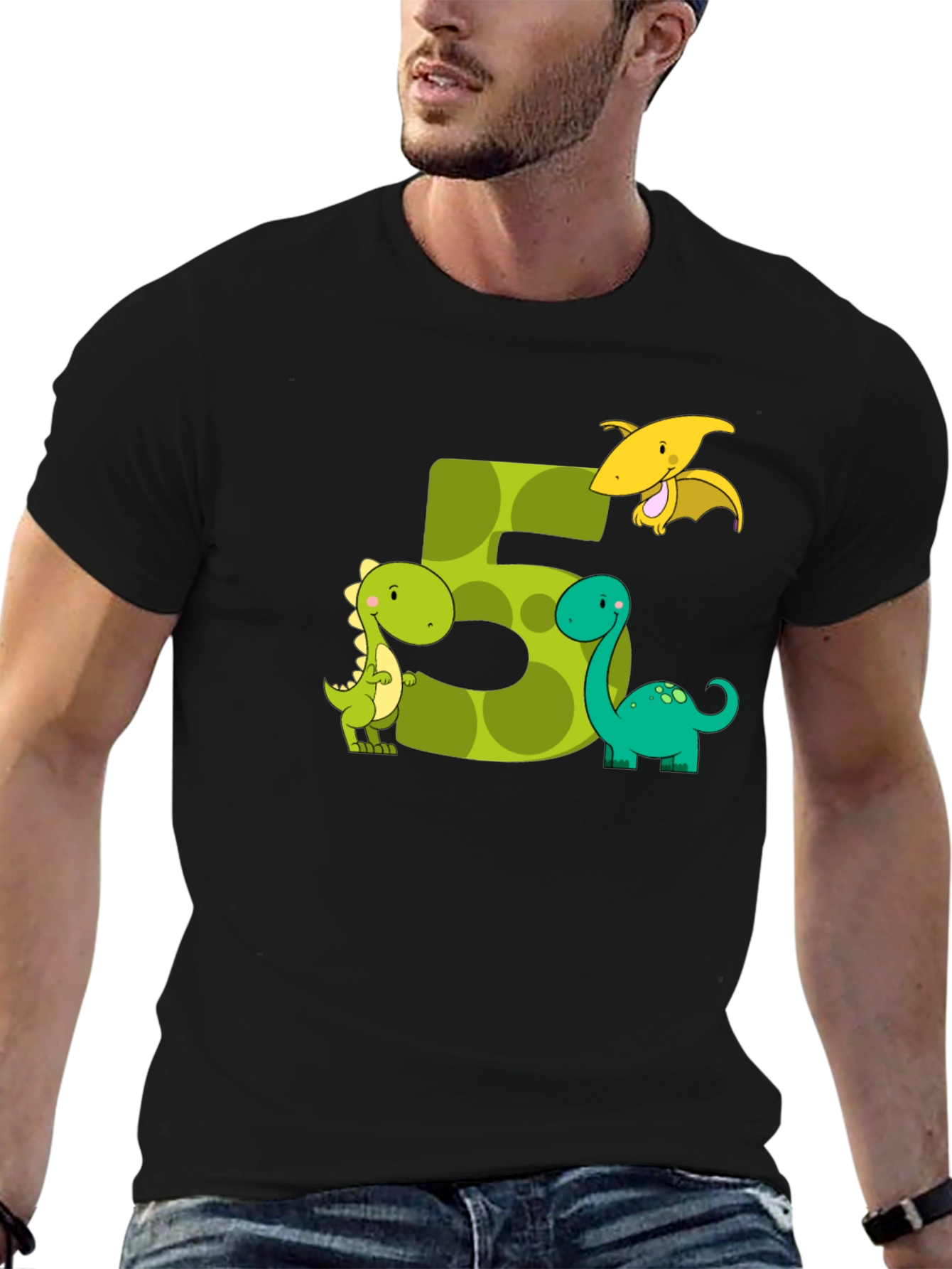 Dinosaur Birthday Number 5 T-Shirt - 6