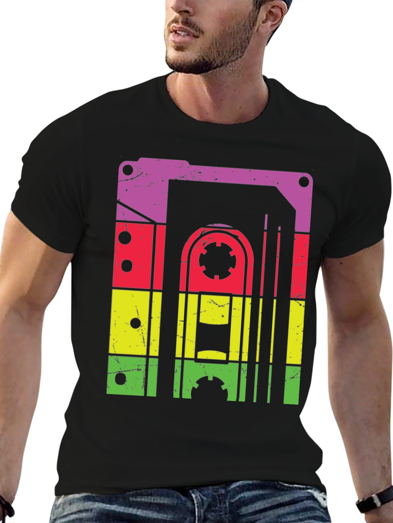 Black Retro Cassette Tape T-Shirt - Vintage Music Lover Tee view 6
