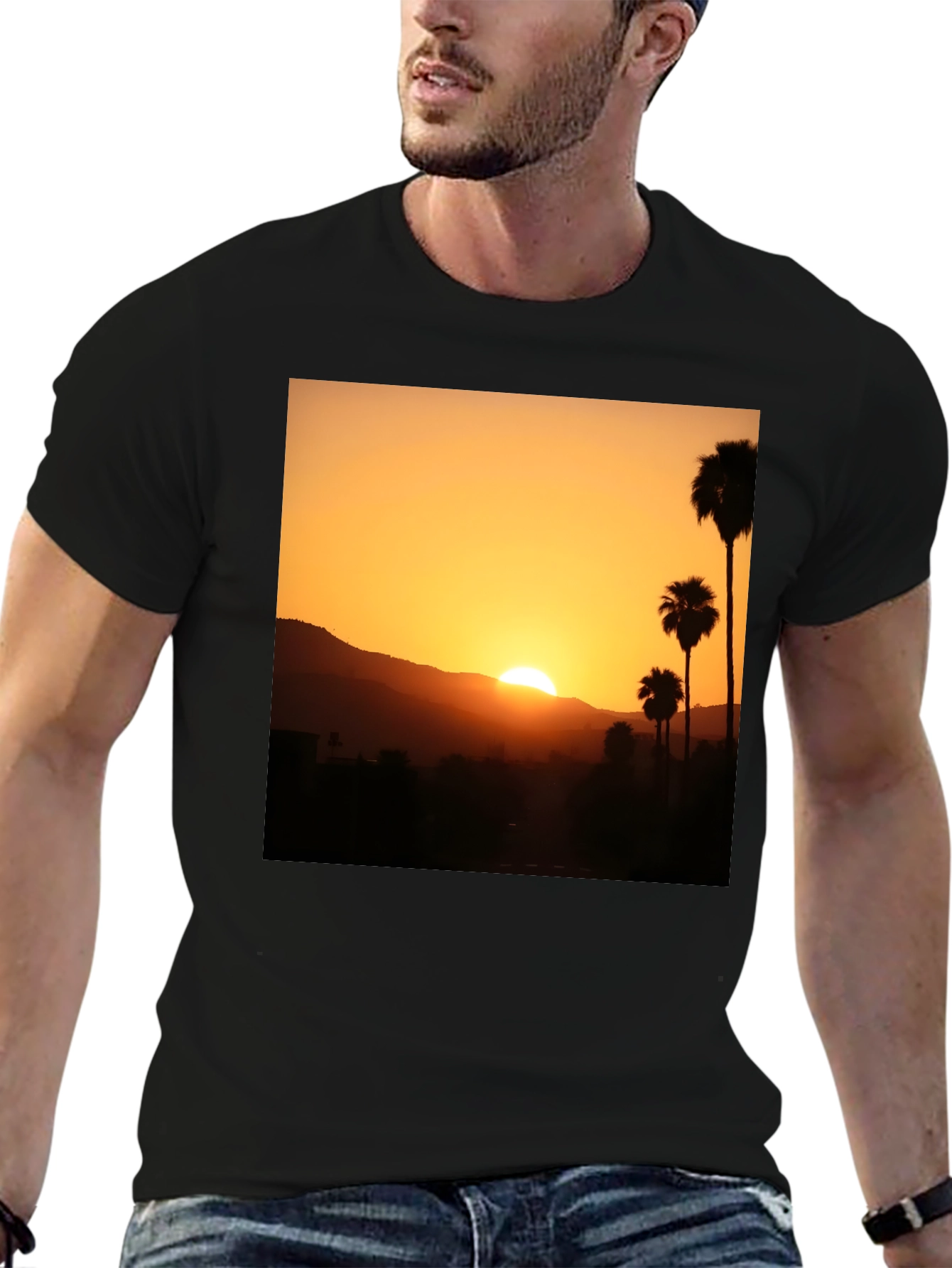 Black Sunset Palm Tree Graphic T-Shirt - Stylish Black Tee view 6