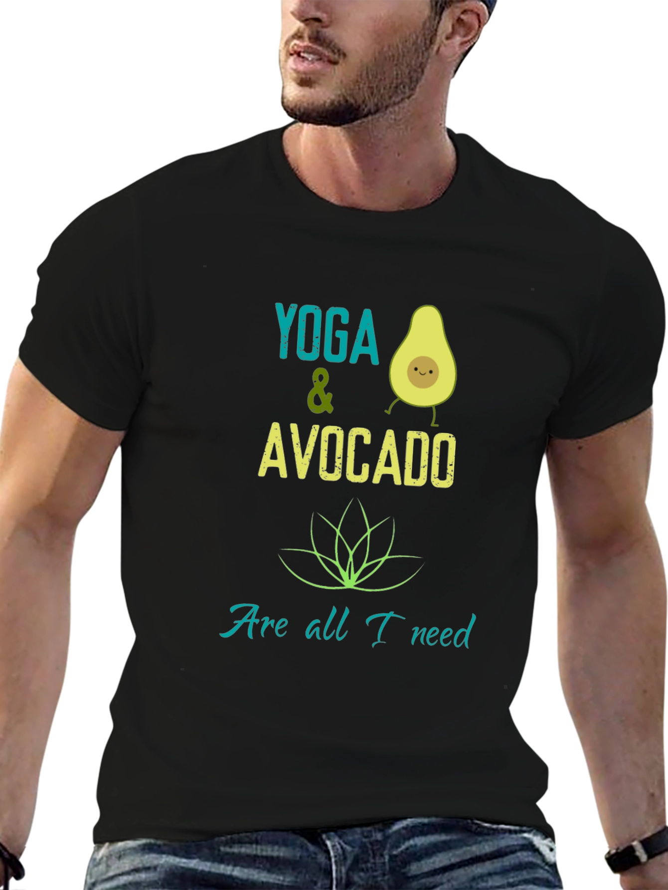 Black Yoga & Avocado T-Shirt - Trendy Graphic Tee view 6