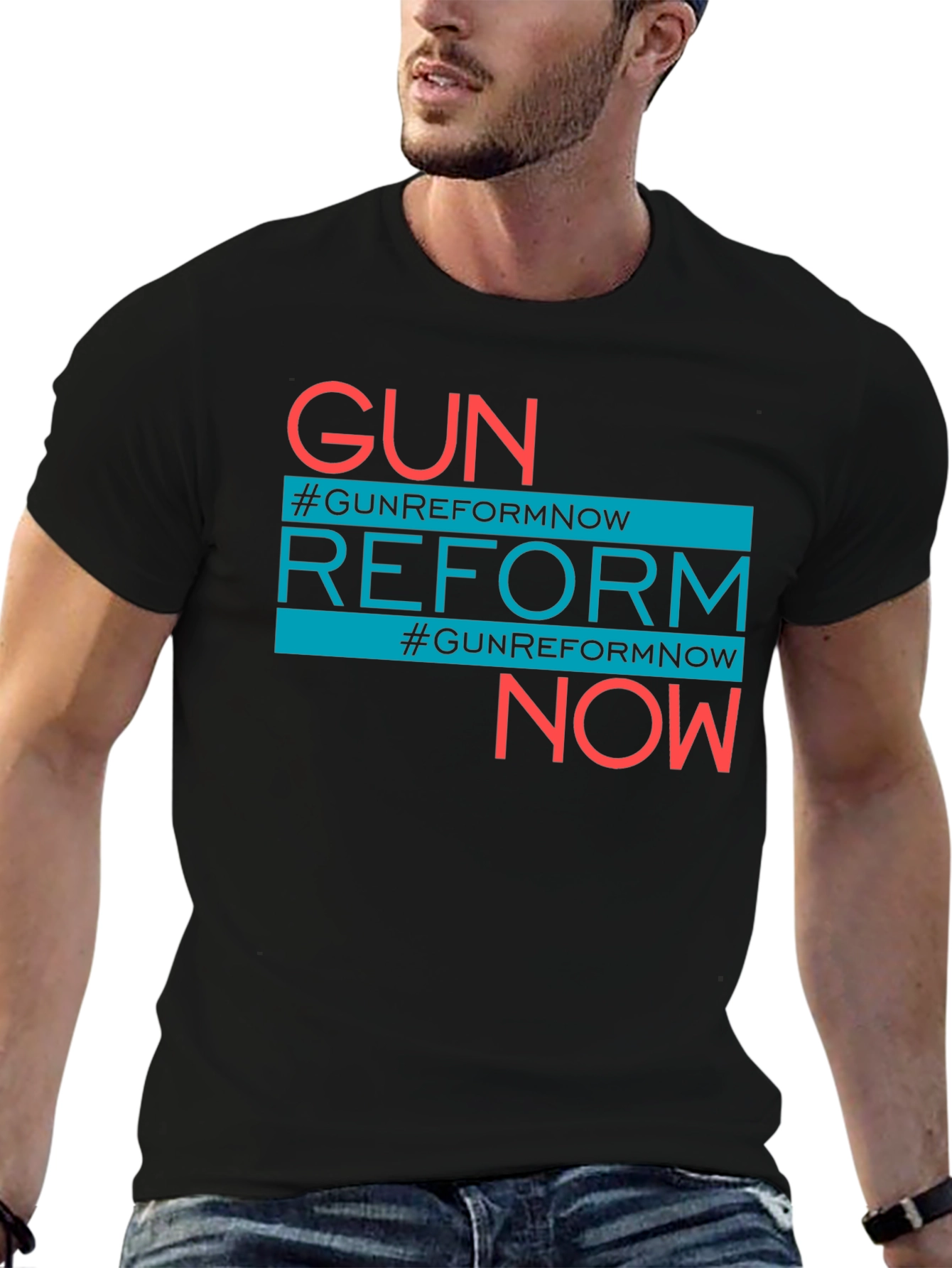 Black Gun Reform Now Graphic T-Shirt view 6
