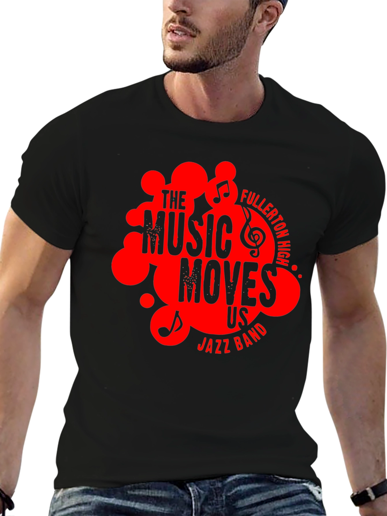 Black The Music Moves Us Jazz Band Black T-Shirt view 6