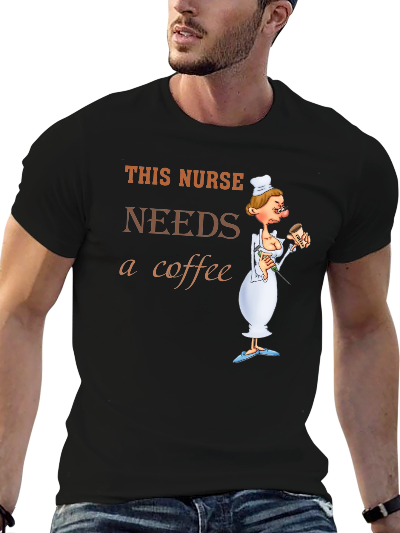 Black This Nurse Needs Coffee T-Shirt Funny Gift view 6