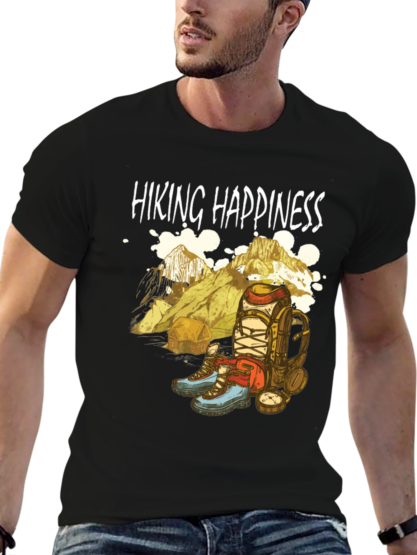 Black Hiking Happiness Graphic Tee - Adventure Awaits! view 6