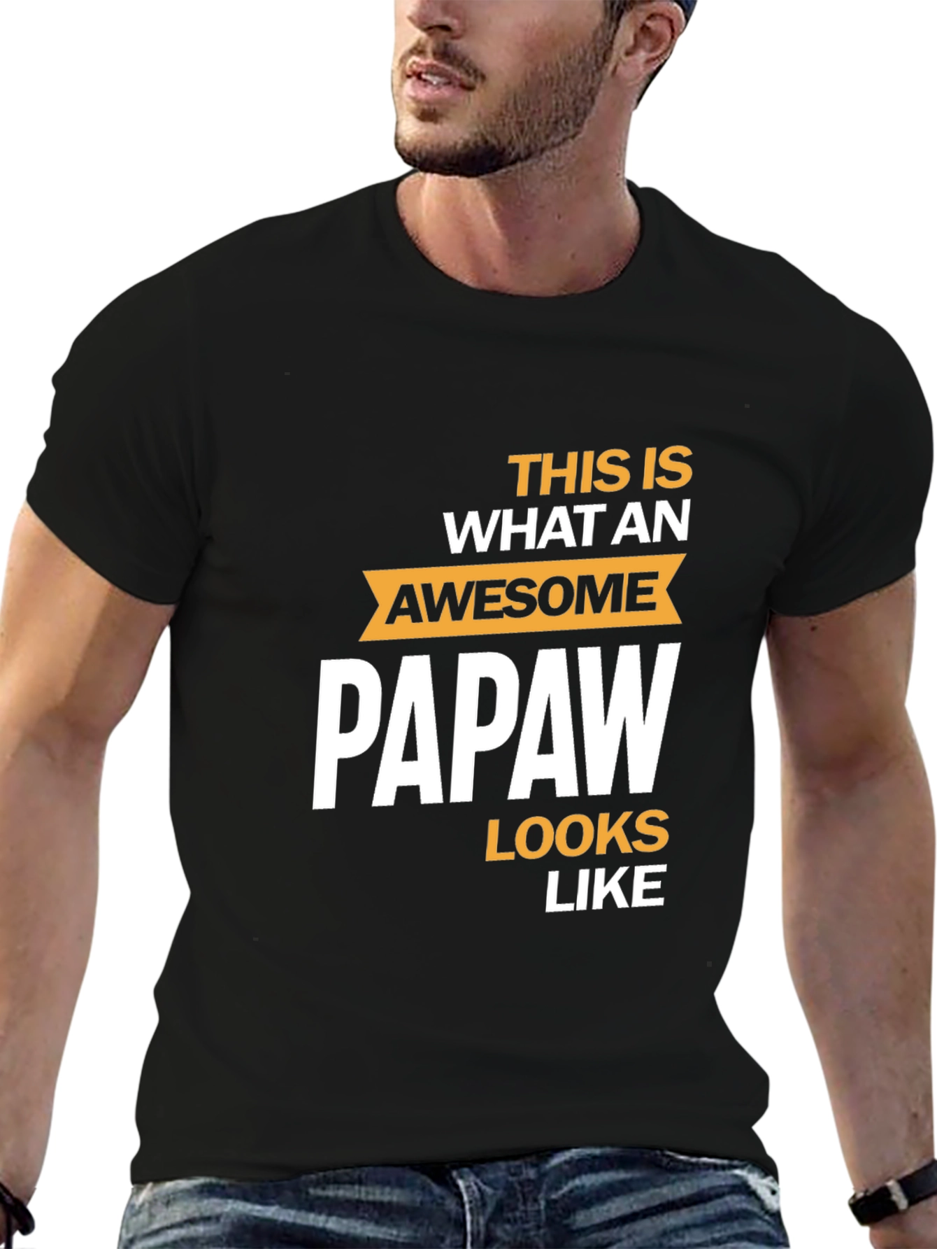 Black Awesome Papaw T-Shirt - Gift for Grandfathers view 6