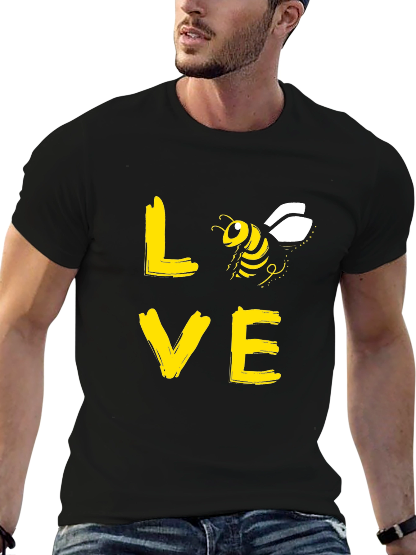 Black Love Bee Graphic T-Shirt - Black view 6