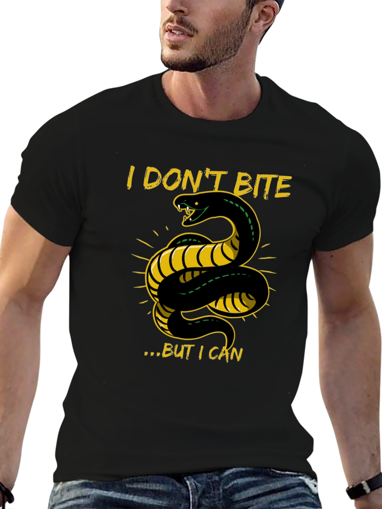 Black I Don't Bite T-Shirt - Snake Graphic Tee view 6