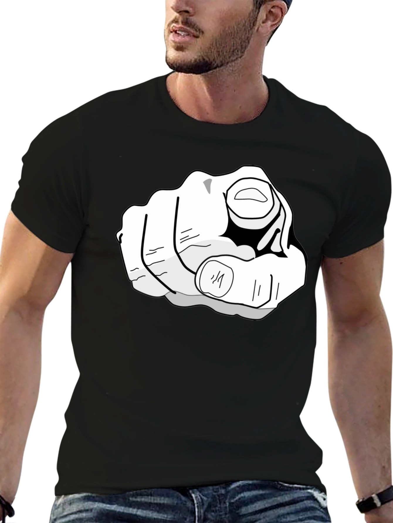 Black Pointing Finger Graphic T-Shirt - Bold Black view 6