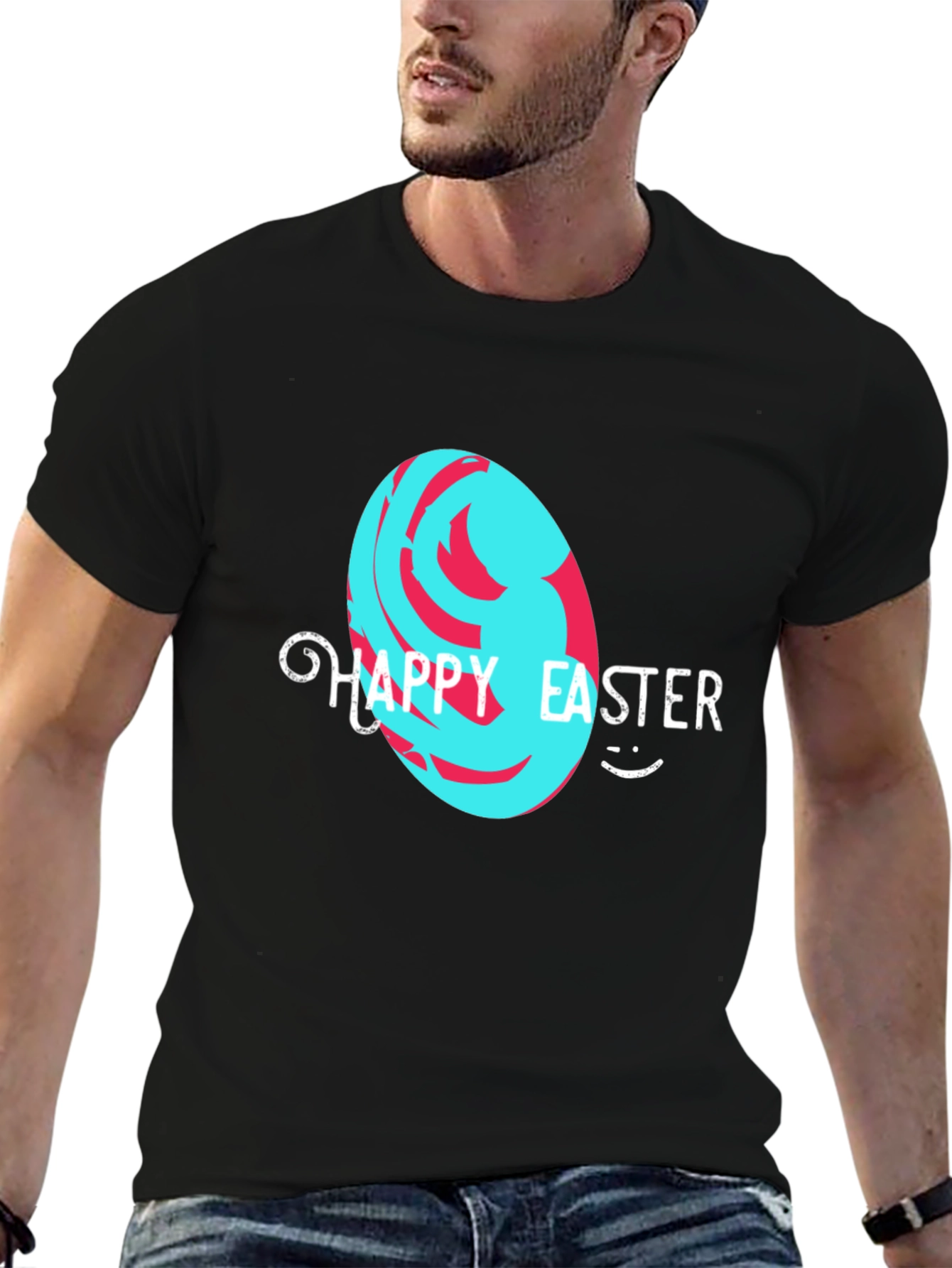 Camiseta Negra "Felices Pascuas" Diseño Huevo