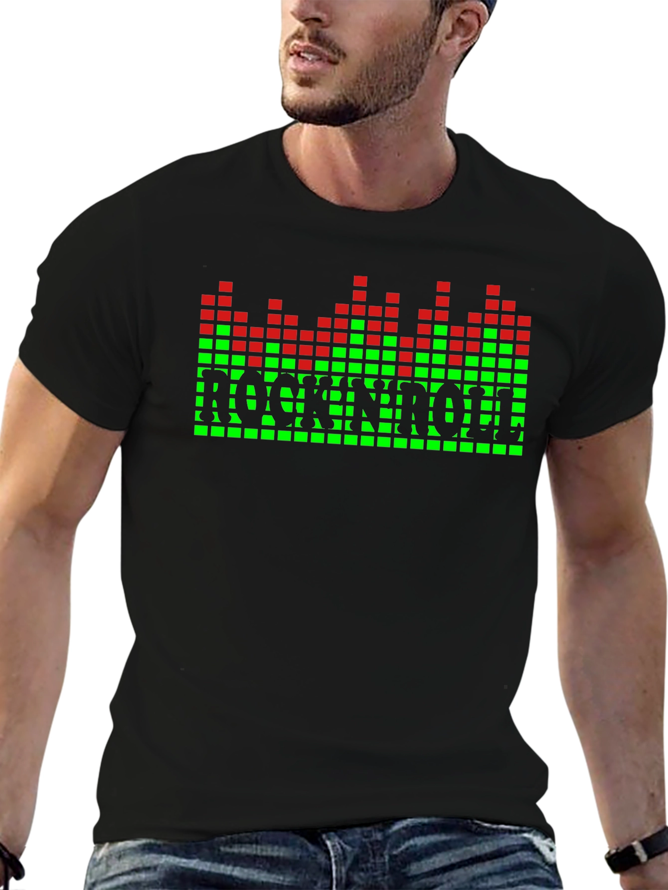 Black Rock N Roll Pixel Graphic T-Shirt view 6