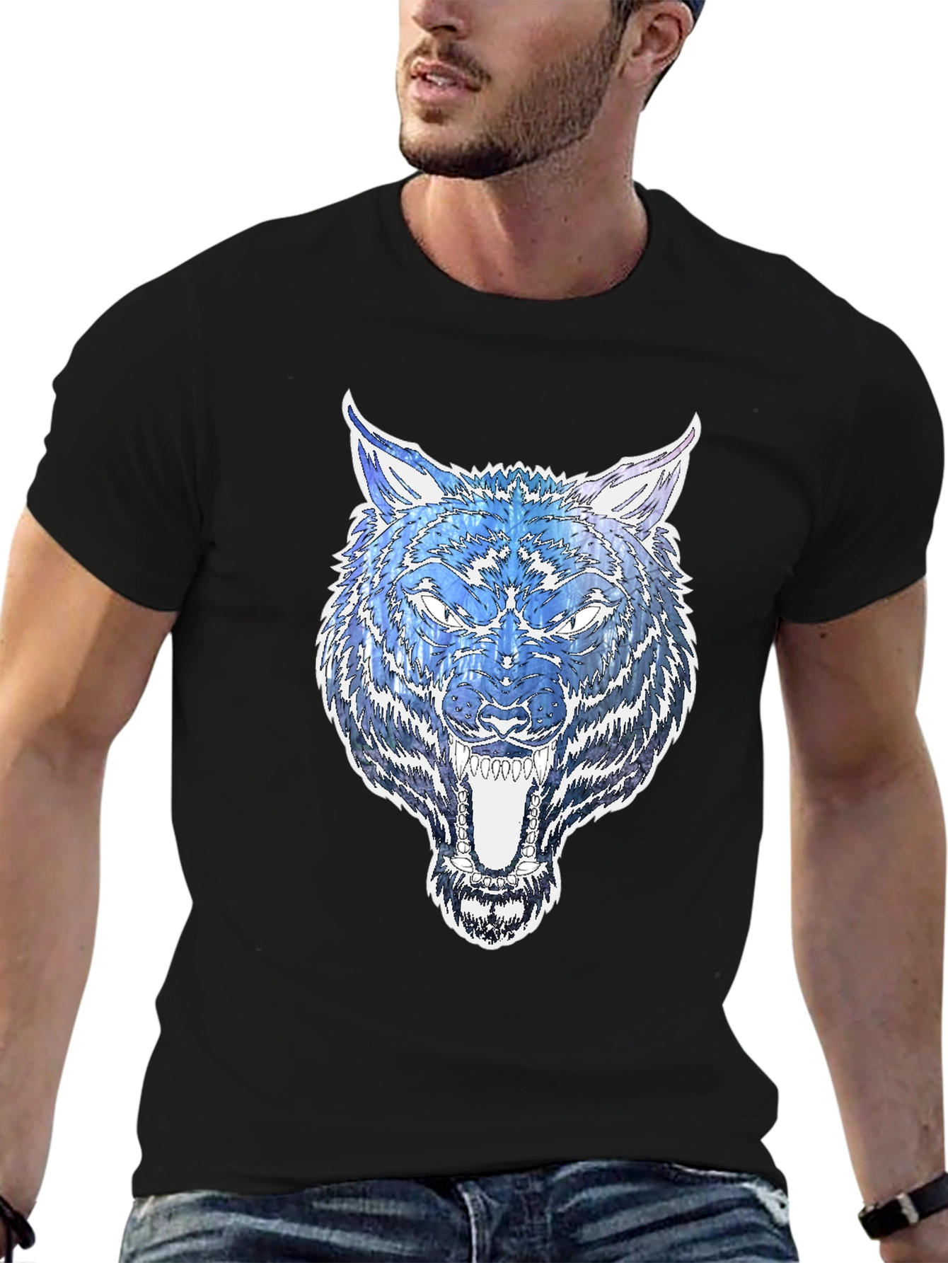 Black Black Wolf Graphic Tee - Bold & Stylish view 6