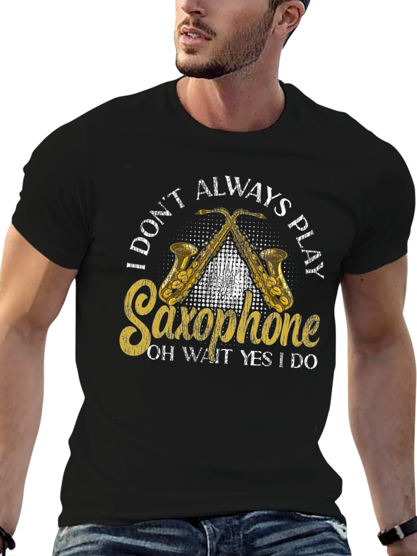 Black I Don't Always Play Saxophone T-Shirt view 6