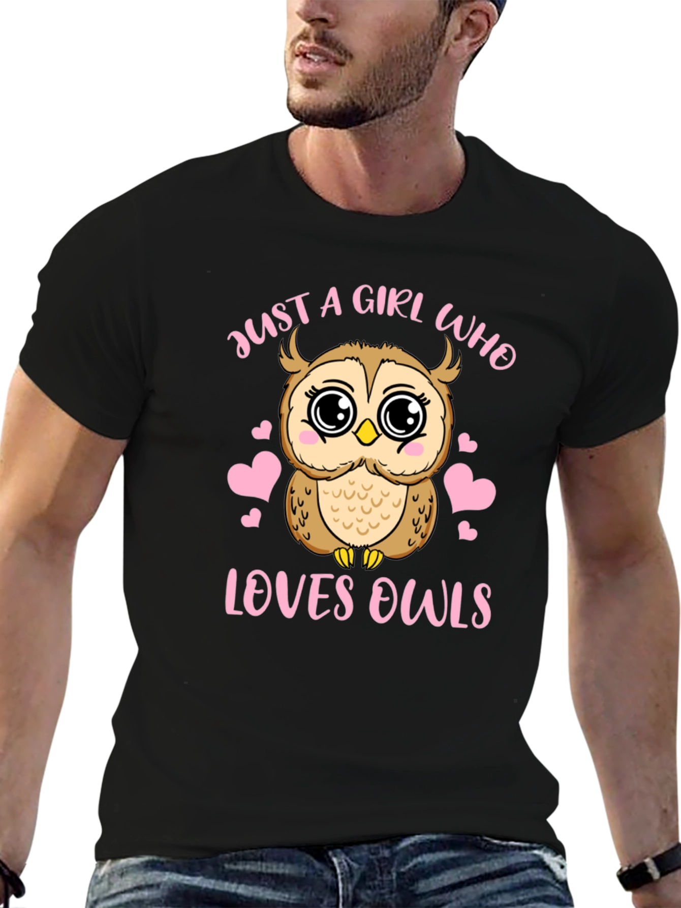Black Girl's Owl Lover T-Shirt - Cute Owl Design view 6