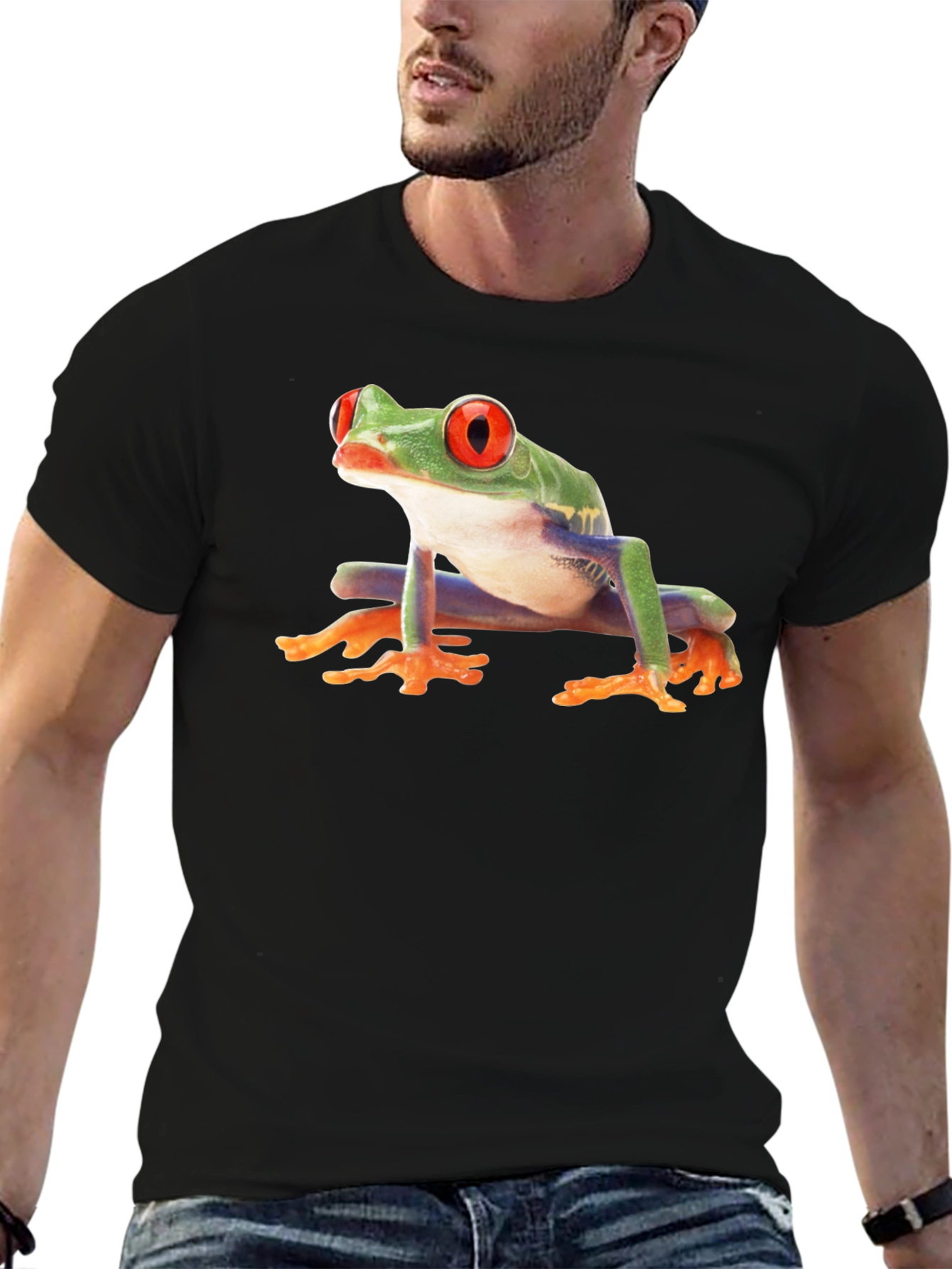 Black Black T-Shirt with Frog Print view 6