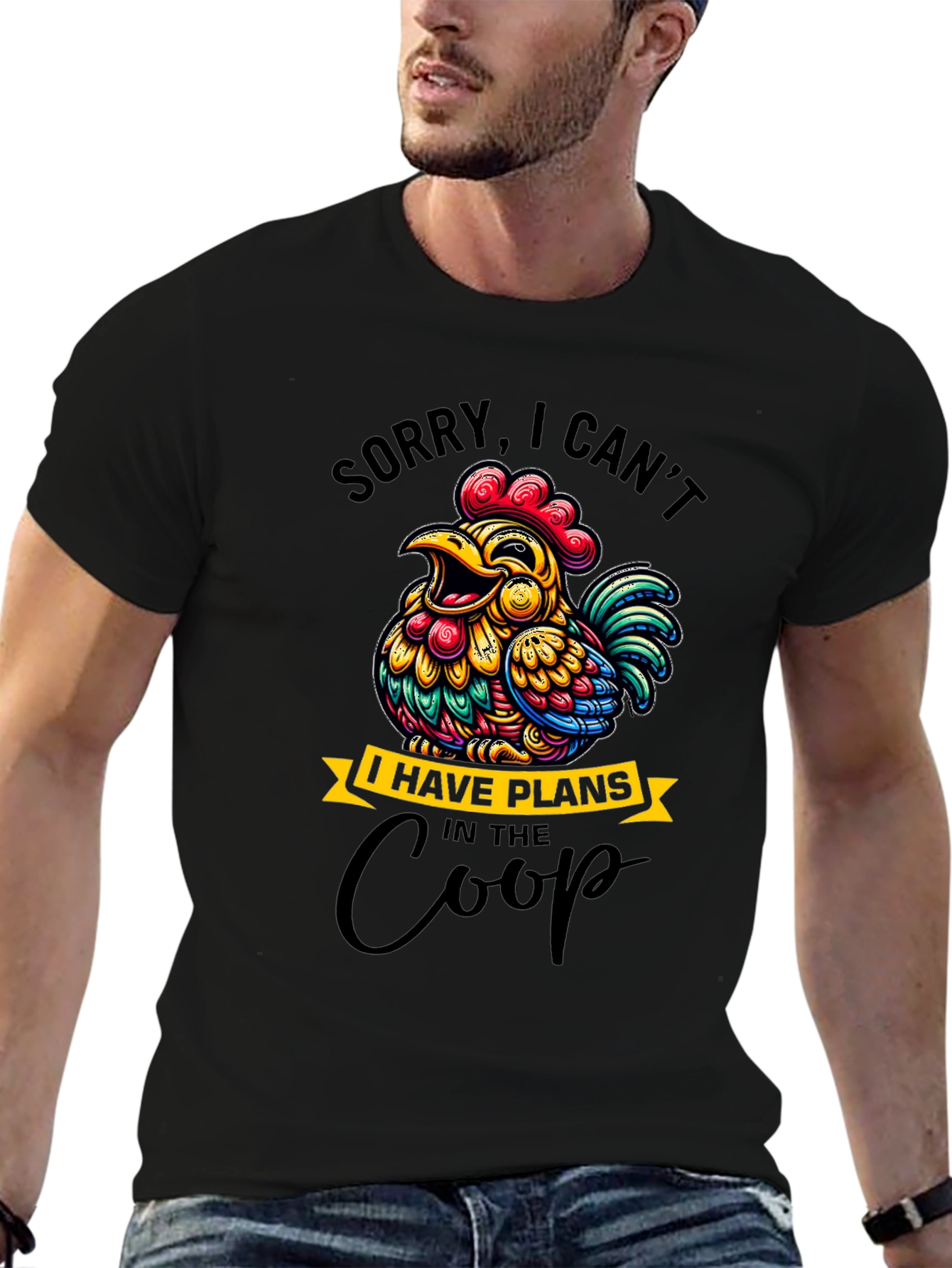 Black Funny Chicken Coop Plans Graphic T-Shirt view 6