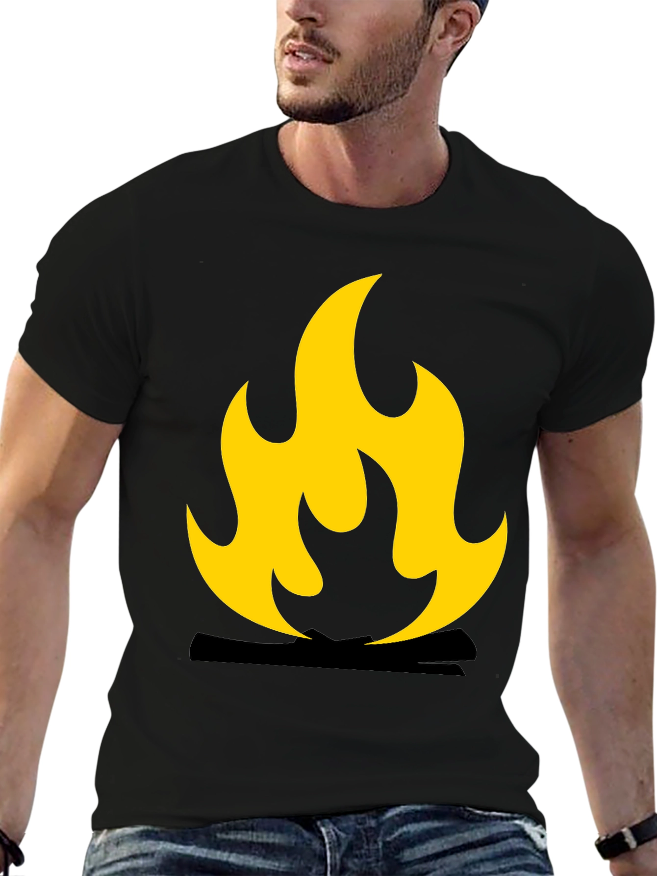 Black Flame Graphic Black T-Shirt view 6
