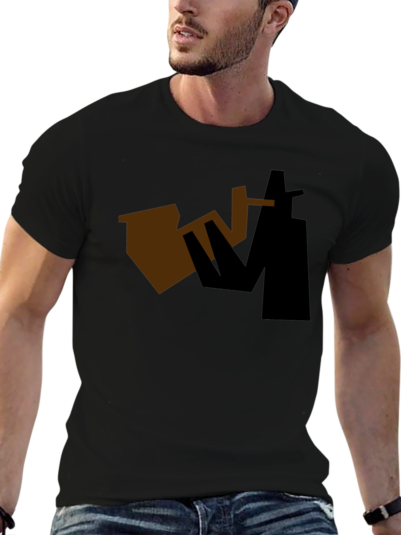 Black Abstract Sax Player Graphic Tee - Black view 6