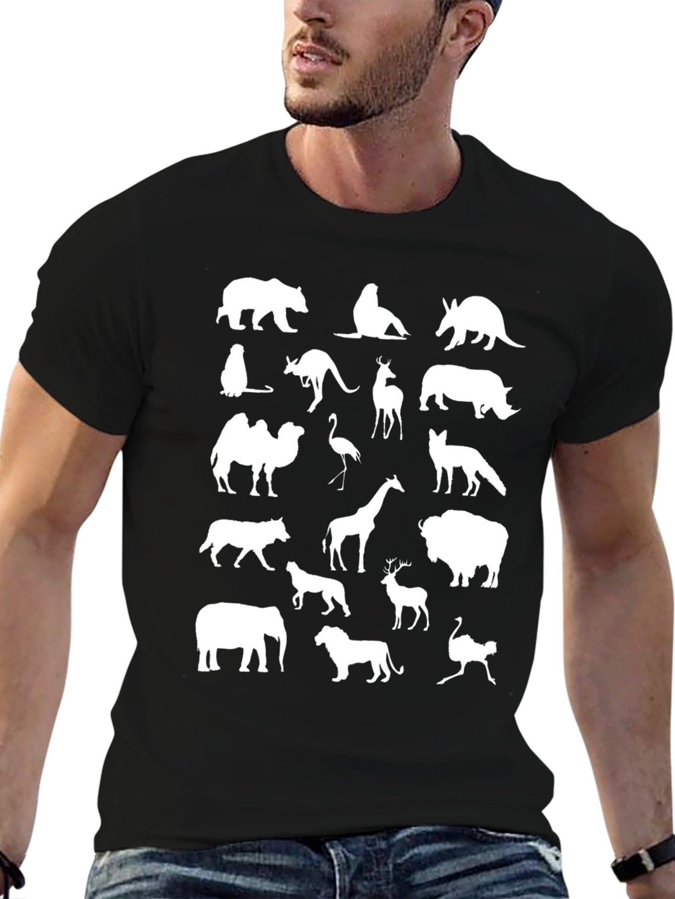 Black Animal Silhouettes Black T-Shirt view 6