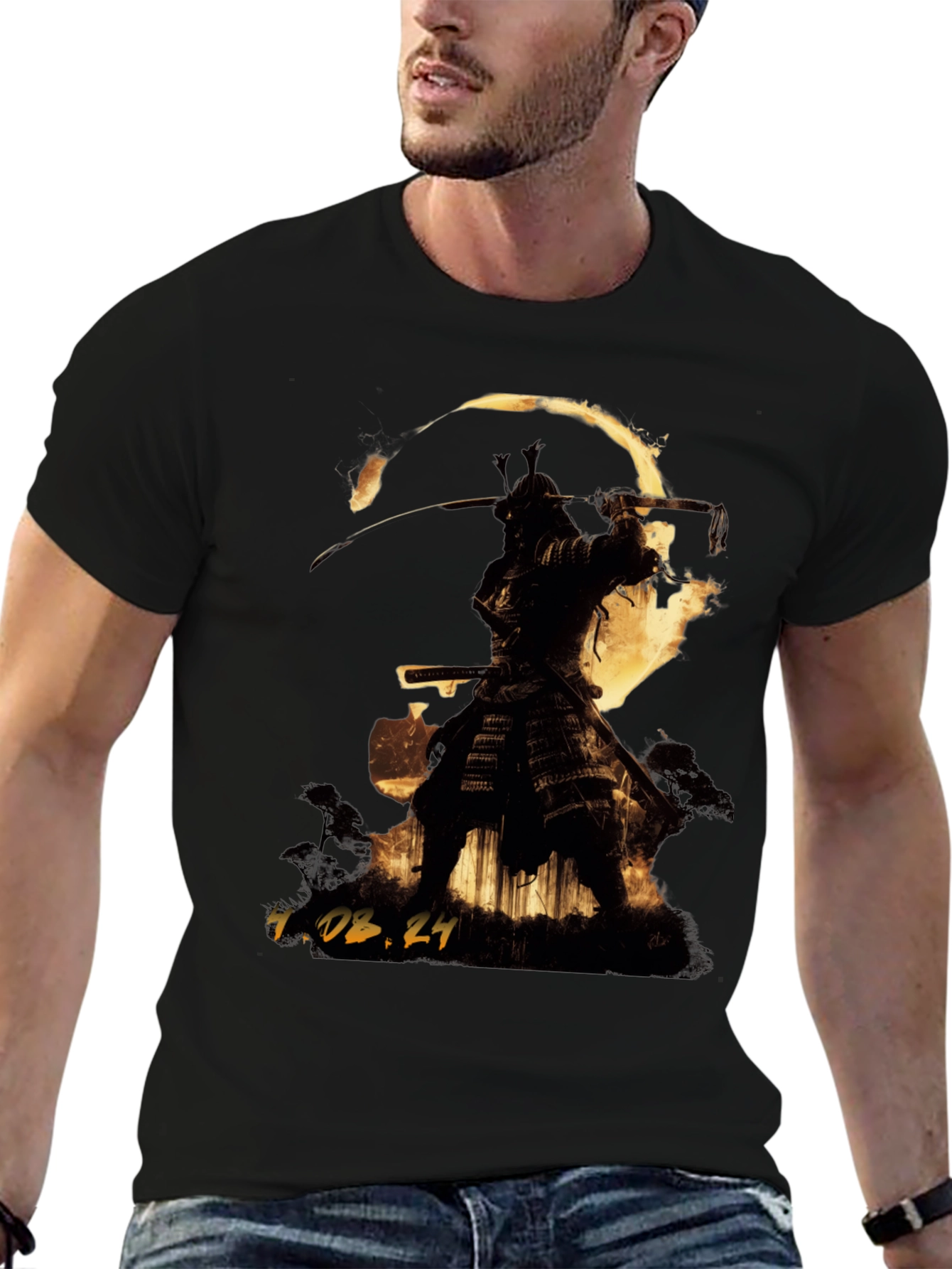 Black Samurai Warrior Graphic T-Shirt view 6