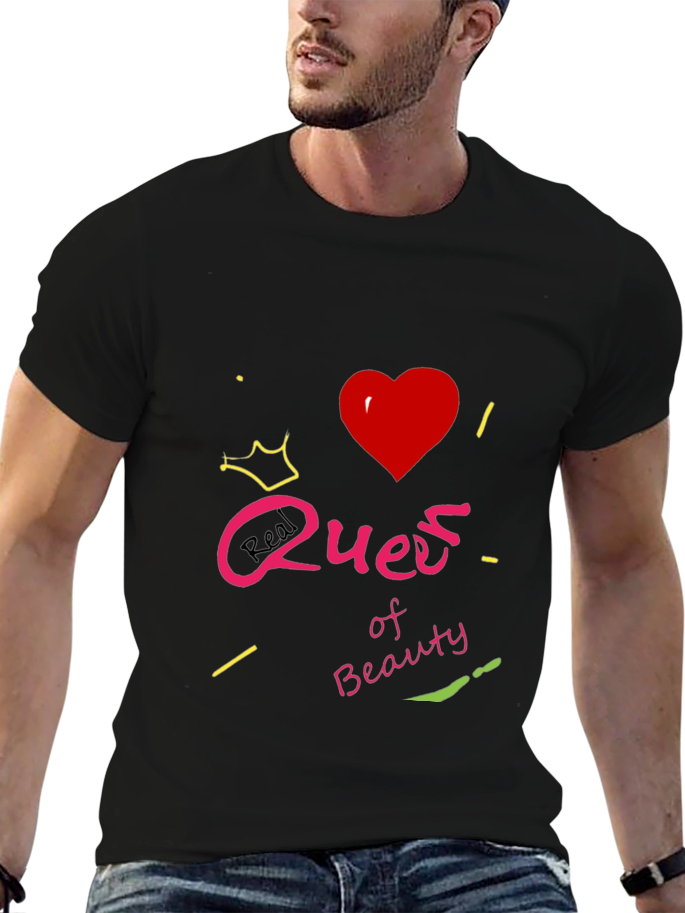 Black Real Queen of Beauty Graphic T-Shirt - Black view 6