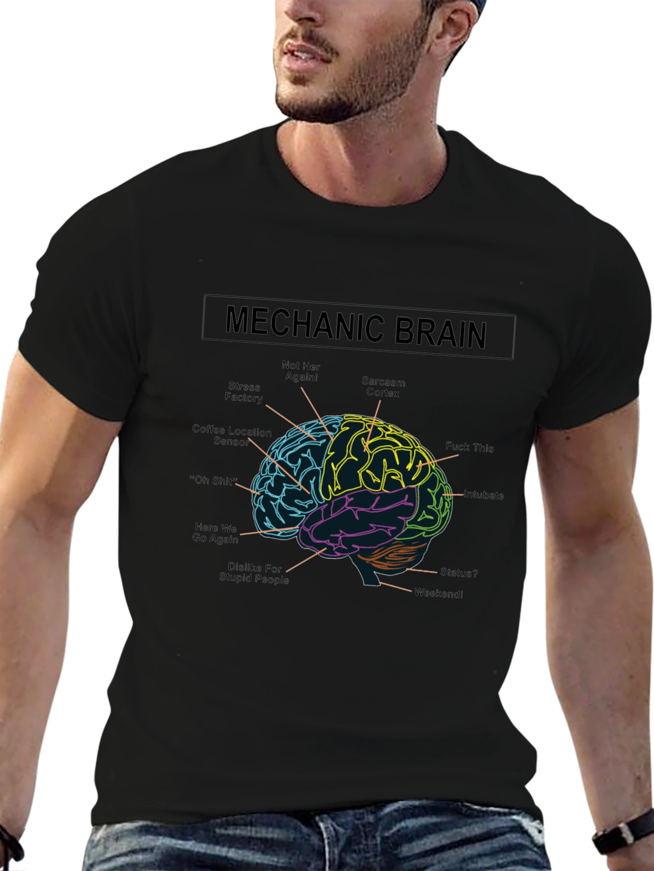 Black Mechanic Brain T-Shirt Funny Mechanic Gift view 6