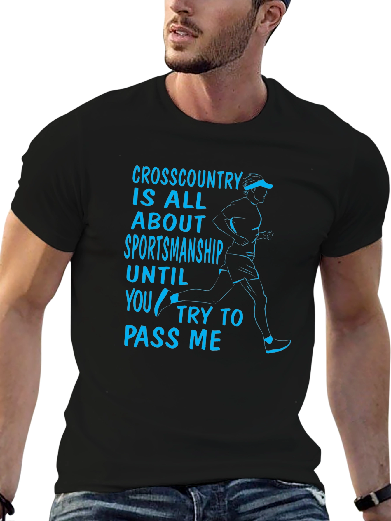 Black Funny Cross Country Sportsmanship Graphic T-Shirt view 6