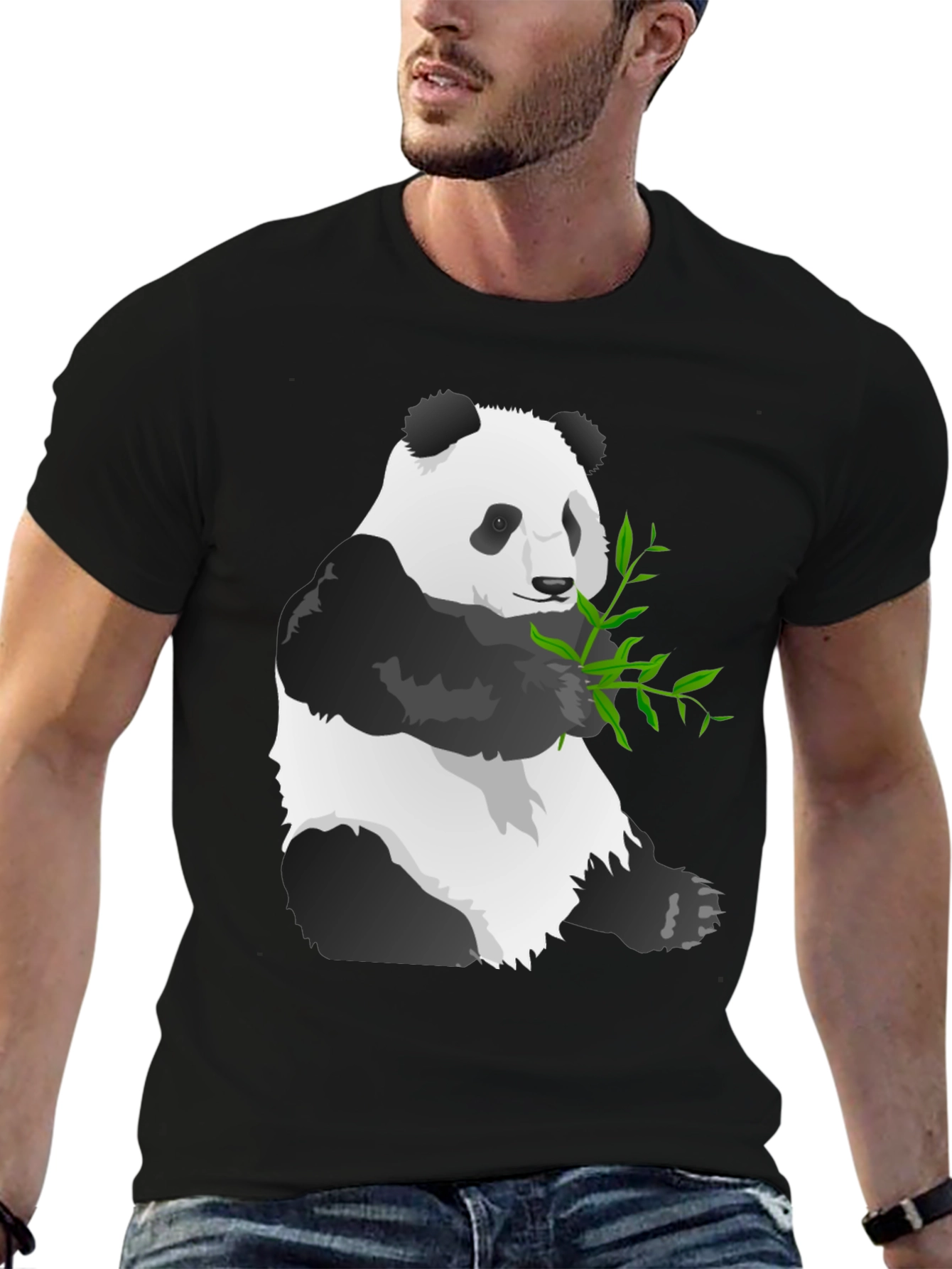 Black Panda Graphic Tee - Soft Black Cotton Blend view 6