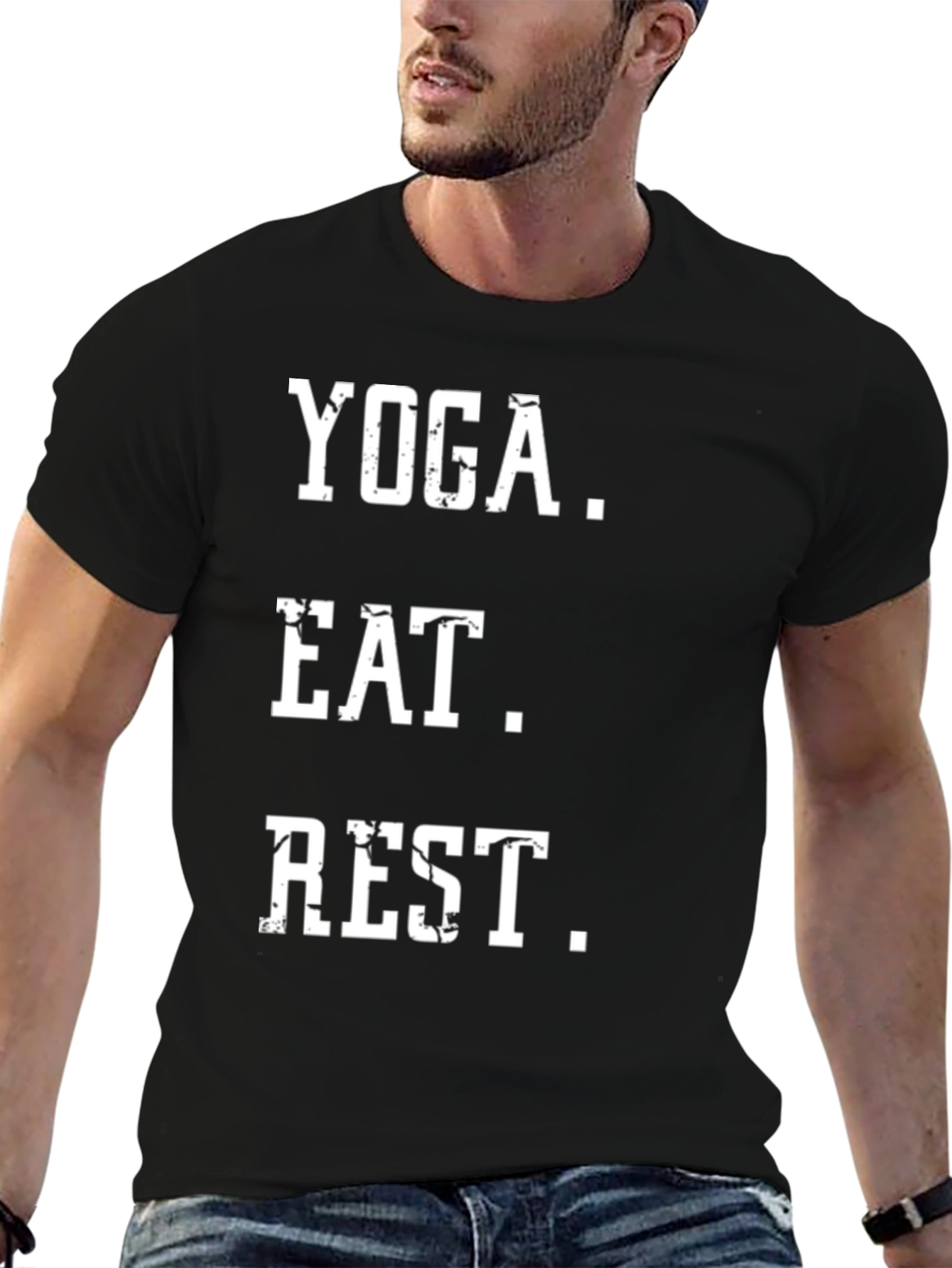 Black Yoga Eat Rest Graphic Tee - Relaxed Fit view 6